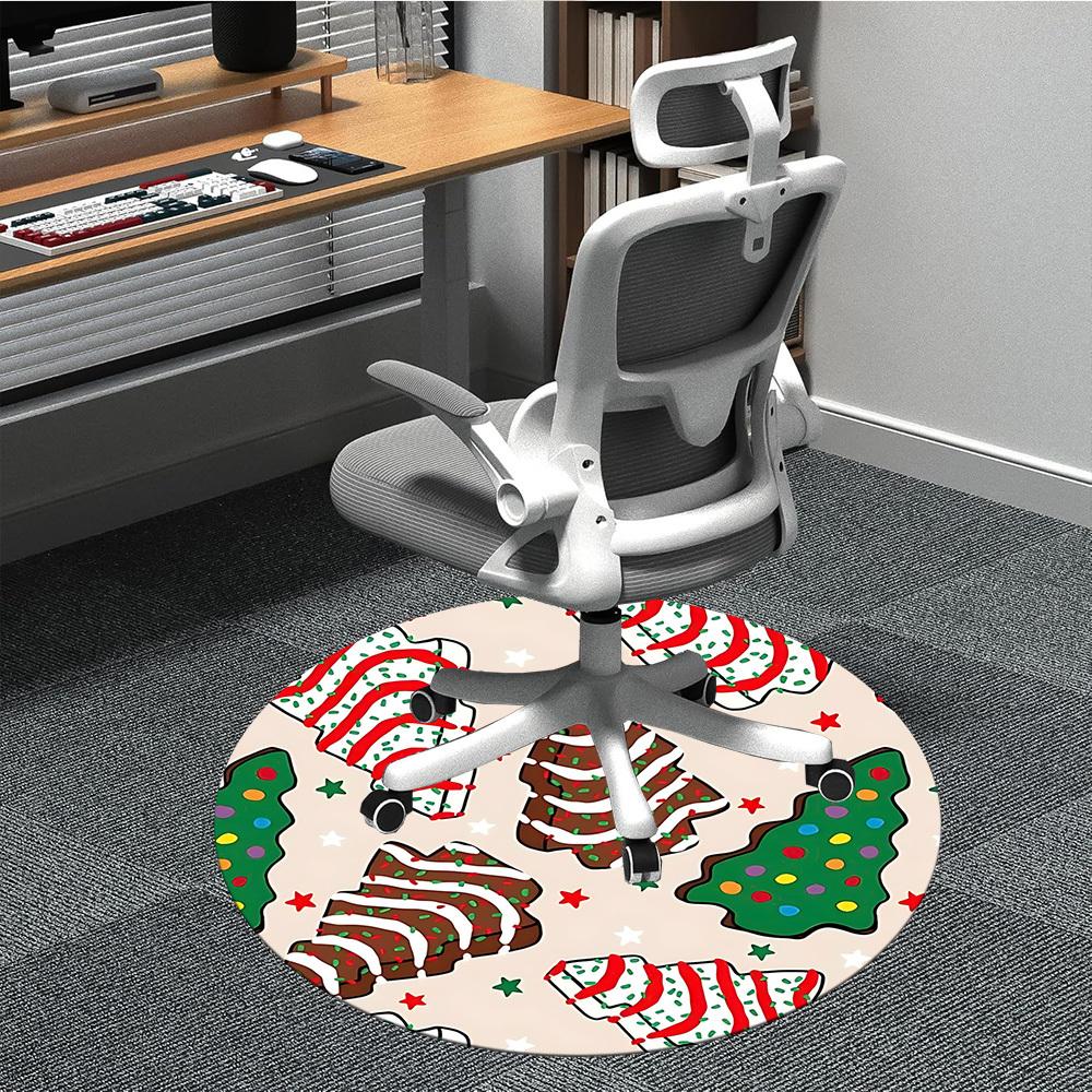 1pc Christmas cookies Office Round Rug, Non-slip, Soft and Durable Office Rug for Interior Decoration, Perfect for Office, Beautiful Decoration yy2603