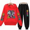 Autumn Kids Hoodie Black Boy Girl White Pink 3-12Yrs 67 Six Seven Print Clothing Casual Top+Trousers Child Gift Coat Set