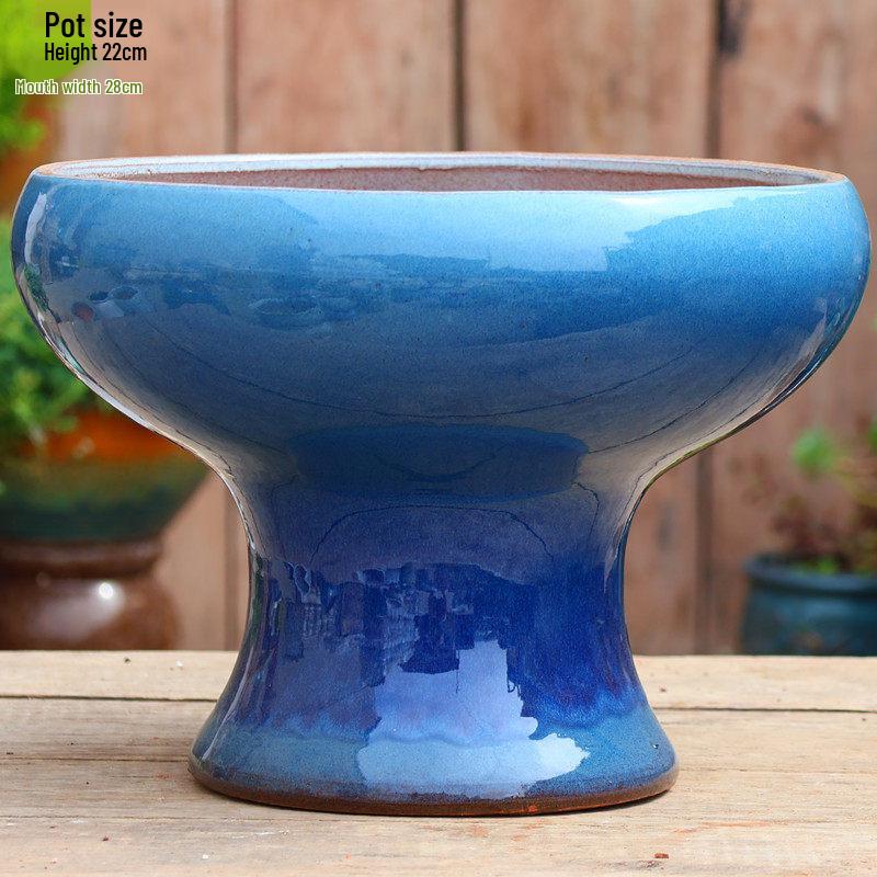 Большой Ручной Глиняный Керамический Цветочный Горшок – Дышащий Высокий Горшок для Суккулентов, Бугенвиллии, Стрелиции, Горшок из Фиолетовой Глины