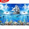5D DIY Алмазная картина Парусник Rhinestone Kit Алмазная вышивка Пейзаж Алмазная мозаика Ручная работа Украшение дома
