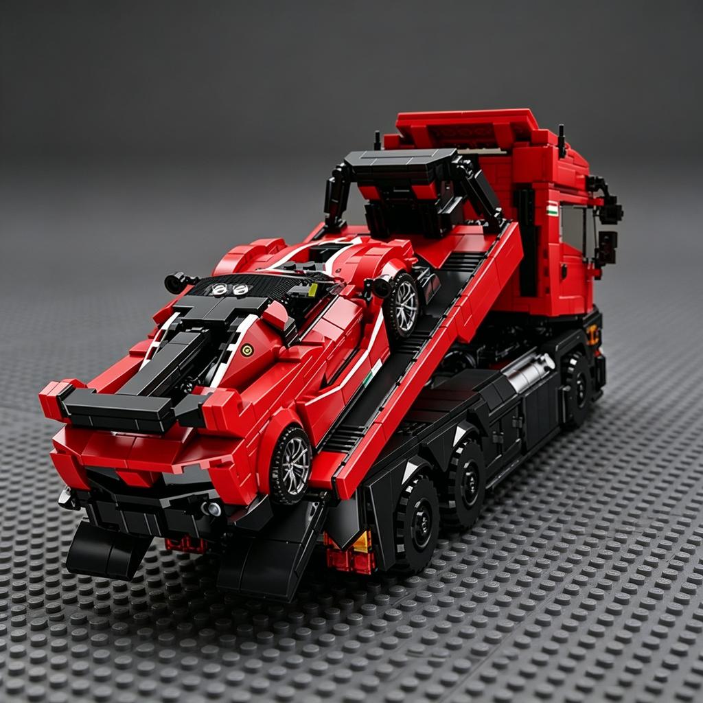 MOC Роскошный Автомобиль-Тема Модифицированный Трактор-Прицеп FXXK Спортивный Автомобиль Строительные Блоки Образовательная Игрушка : Тяжелый седельный тягач