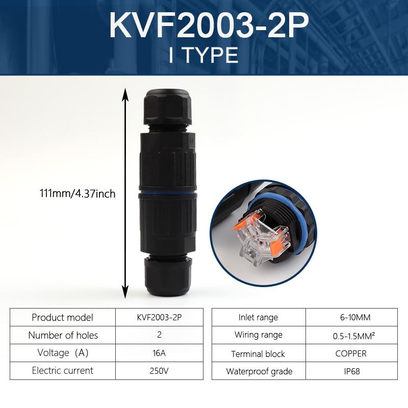 Водонепроницаемый кабельный разъем IP68 I-образной формы 2/3/4/5-контактный KVF Series/KVSF-15, адаптер электрических клемм, быстроразъемный винтовой клеммный блок