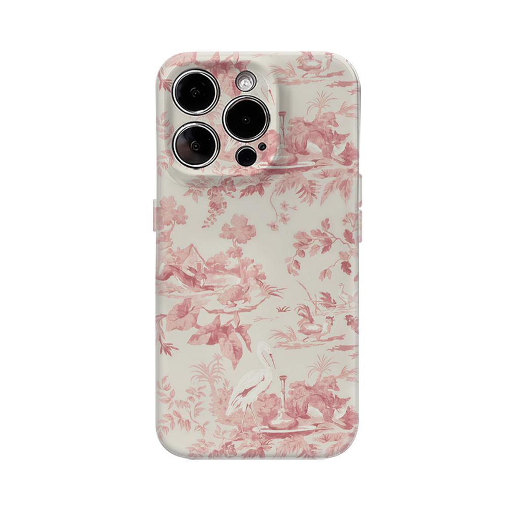 Розовый пасторальный чехол для телефона для IPhone 16 15 14 13 12 11 X XS XR XSMAX 7 8 Pro Max Plus Двухслойная задняя крышка