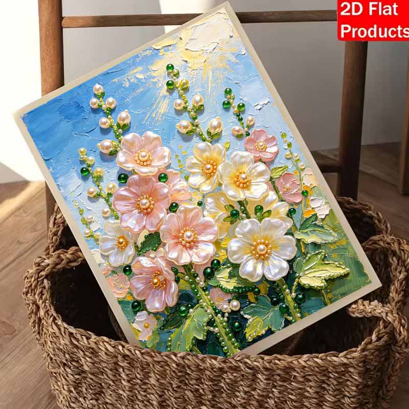 Набор для жемчужной живописи Жемчужное искусство DIY Рукоделие Розовый Белый Цветочный букет Голубое небо Настенное украшение для дома