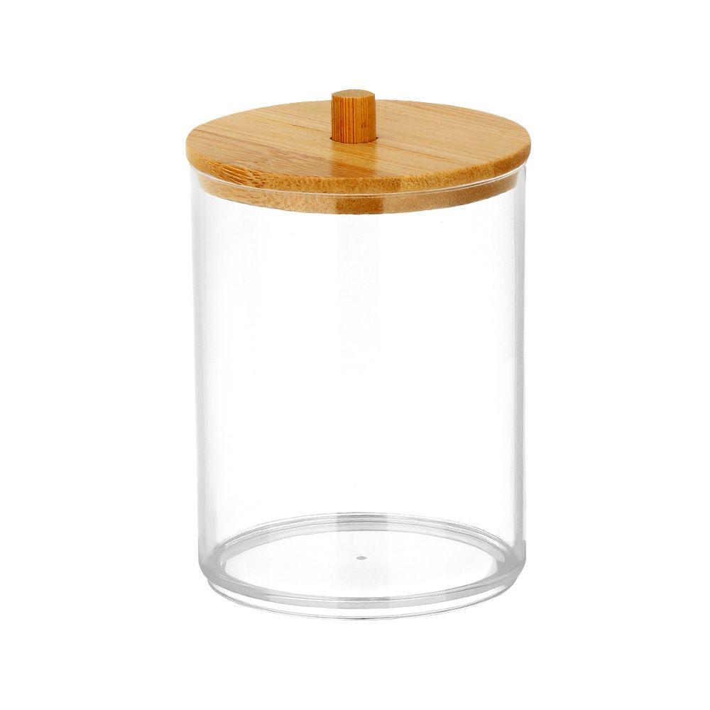 Контейнер для хранения прозрачных ватных дисков с бамбуковой крышкой, бутылка для ватных палочек