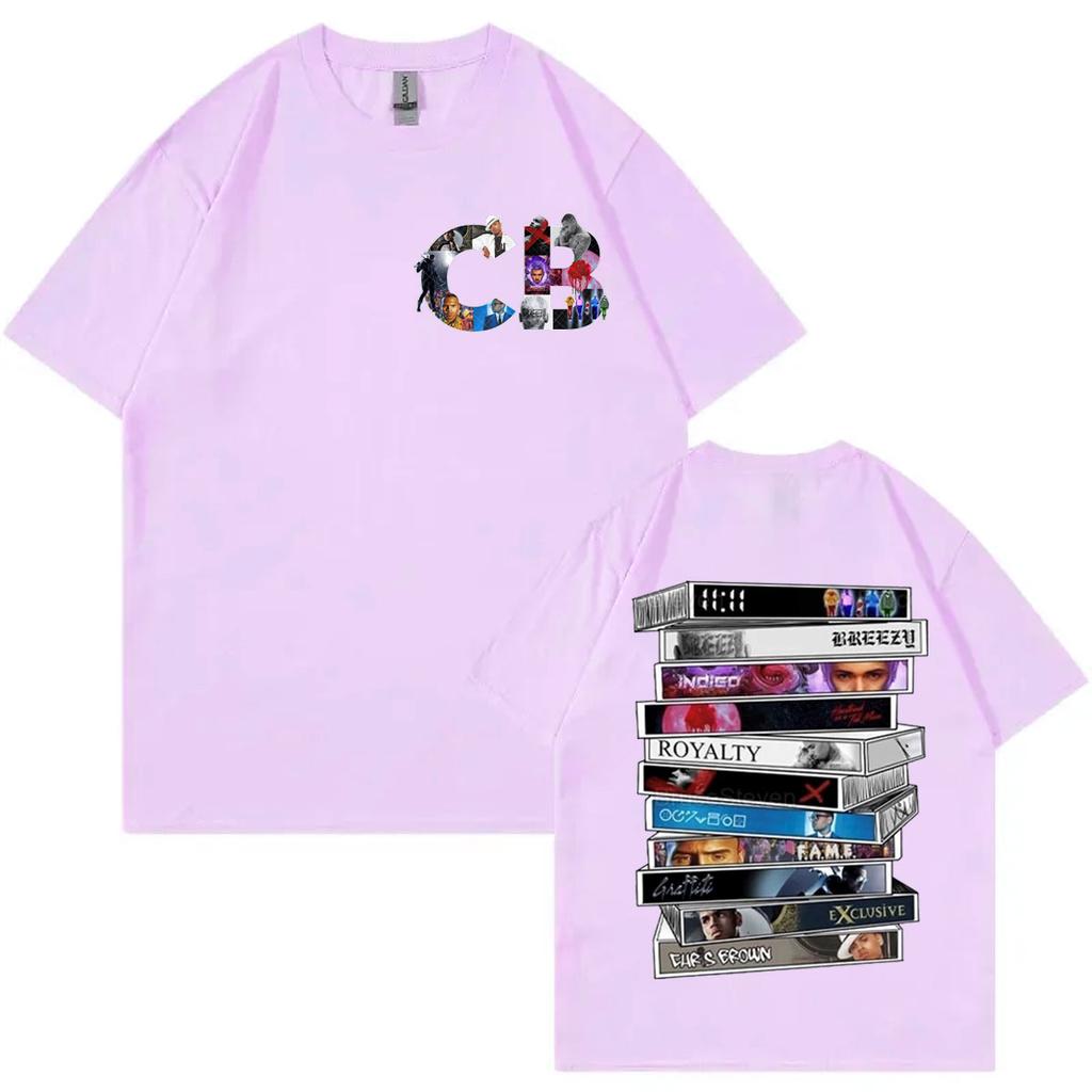 Rapper Chris Brown Albums Disks Graphic T Shirts 2024 Concert Tour Fan Gift Tshirt Mens Womens Fashion Hip Hop Retro Tshirts