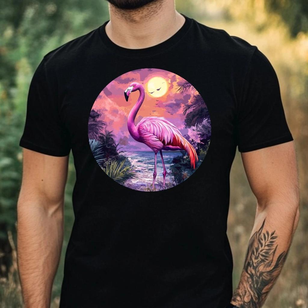 T-Shirt Herren Flamingo Motiv Baumwolle Größe XS bis 5XL