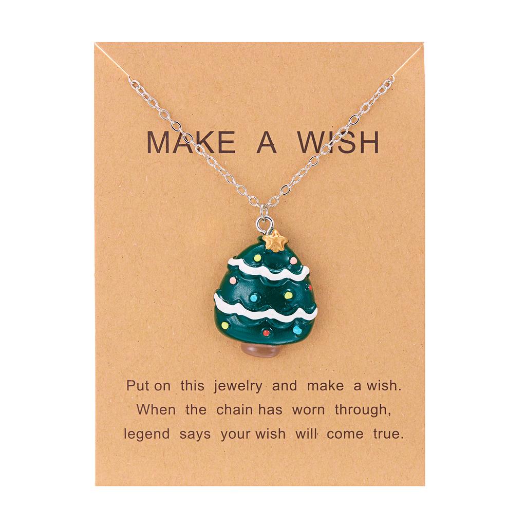 New Cute Trendy Christmas Necklace for Women Girl Resin Cartoon Santa Claus Snowman Crutch Choker Necklace New Year Jewelry Gift