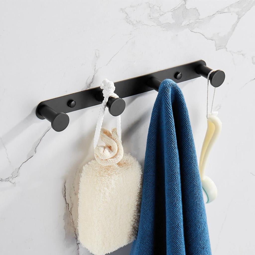 Bathroom Accessories Towel Hook Matte Black Towel Robe Coat Rack Rows Hooks