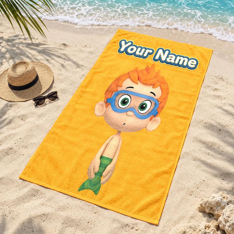 Bubble Guppies Custom Name Beach towels also serve as bath towels summer essential a musthave for the outdoors the beach and the pool