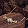 Fine Jewelry Moissanite Necklace Elegant Vine Plant V-Neck Collarbone Chain Sun Flower Floral-Style Pendant Necklace for Women