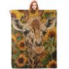 Giraffe Blanket Sunflower Fleece Throw For Kids Adults Warm