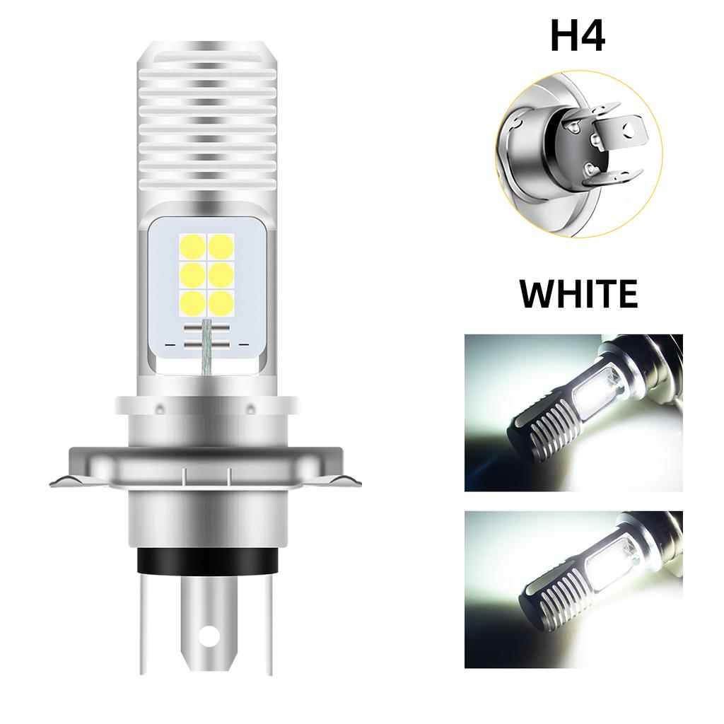 Светодиодные лампы H4 BA20D P15D для мотоциклетной фары Canbus Hi/Lo Beam 12SMD Сверхяркий дневной ходовой свет для мотоцикла, скутера