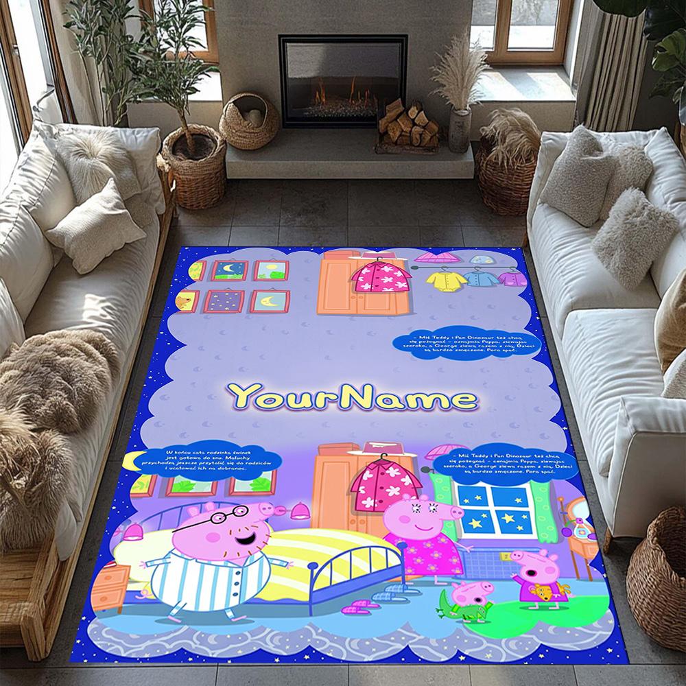 Peppa Pig Customize Text Area Rug Perfect for Decorate room Dining Room Hallway Living Rooms Anti-slip Rug Anime Office Decor Spiritual Gift