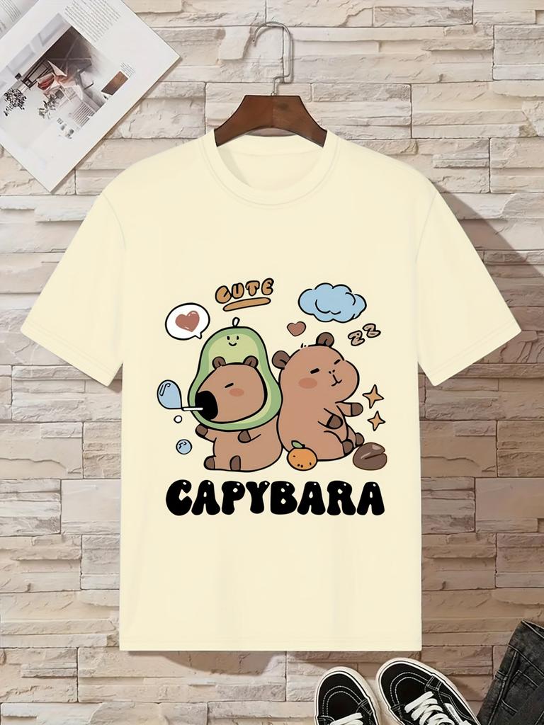 Children's Clothing Capybara Graphic T Shirts Short Sleeve Tops Tee Summer Kids Clothes Crew Neck T-Shirts Fashion Child T-Shirt