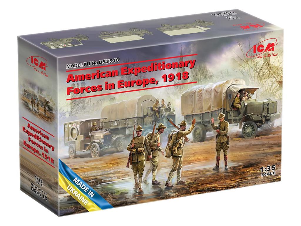 ICM Американский экспедиционный корпус набор Европа 1918 Пластиковая модель DS3518 1/35 (АЭФ)