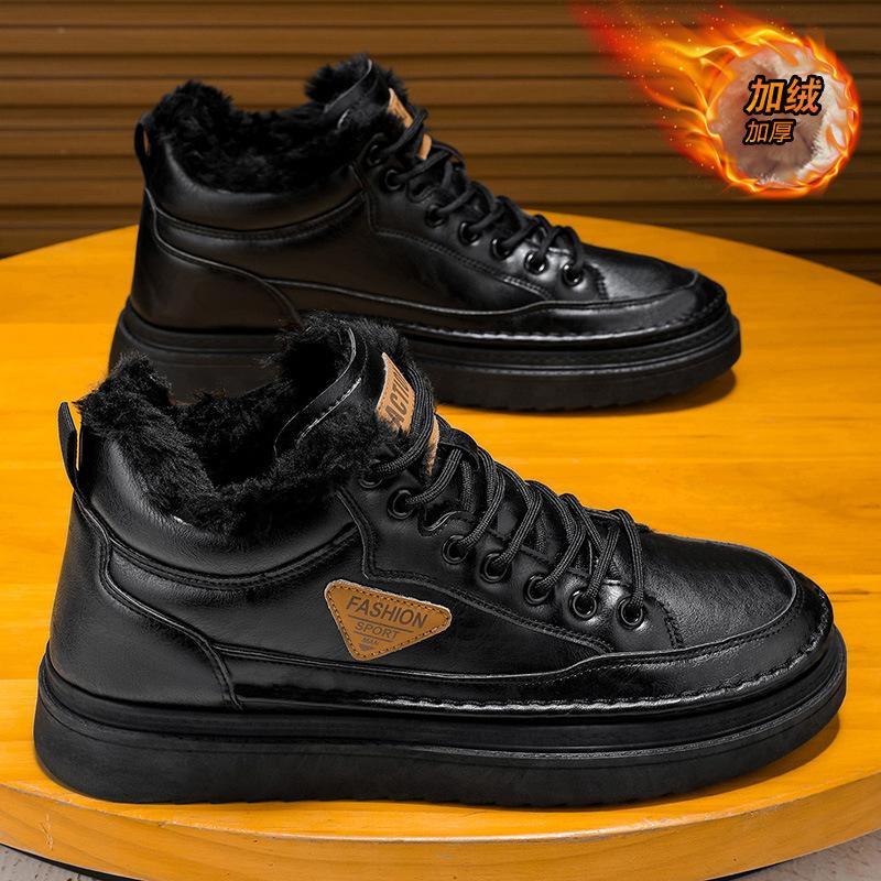 Зимние бархатные ботинки Мартин мужские туфли новая формованная обувь тренд универсальные утолщенные теплые хлопковые туфли повседневные короткие ботинки прилив