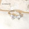 925 Sterling Silver Light Luxury Fashion Bow Zircon Ring, Birthday Party Anniversary Wedding Gift, Ladies Jewelry