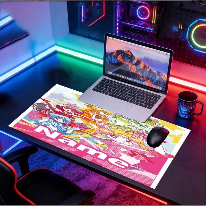 Custom Name Personalized Sailor Moon Pattern Mousepad, Laptop PC Desk Mat, Decorative Desk Mat for Home Keyboard Pad Gift