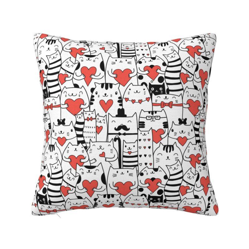 Colorful Cartoon Kitten Cat Throw Pillow Case Home Decorative Luxury Cushions Cover For Sofa Car Square Polyester Pillowcase