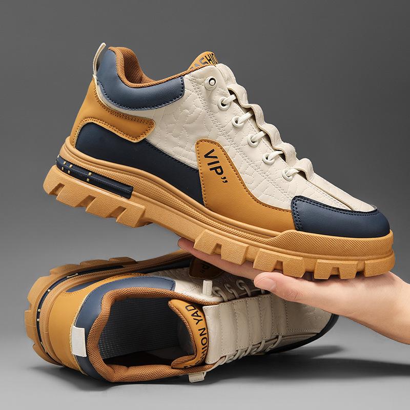 Spring and Autumn New Men's Shoes Leather Low Cut Fashion Trendy Running Sports Men's Casual Trendy Boots Men