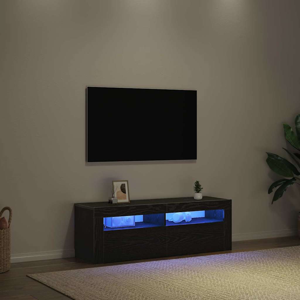 TV Cabinet in Black Oak Look 120 x 35 x 40 cm Engineered Wood