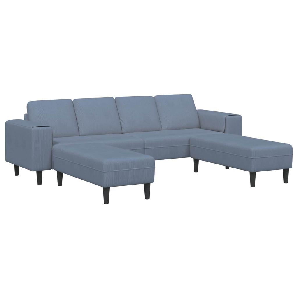Blue Sofa 250 x 188 x 76 cm Cord Fabric
