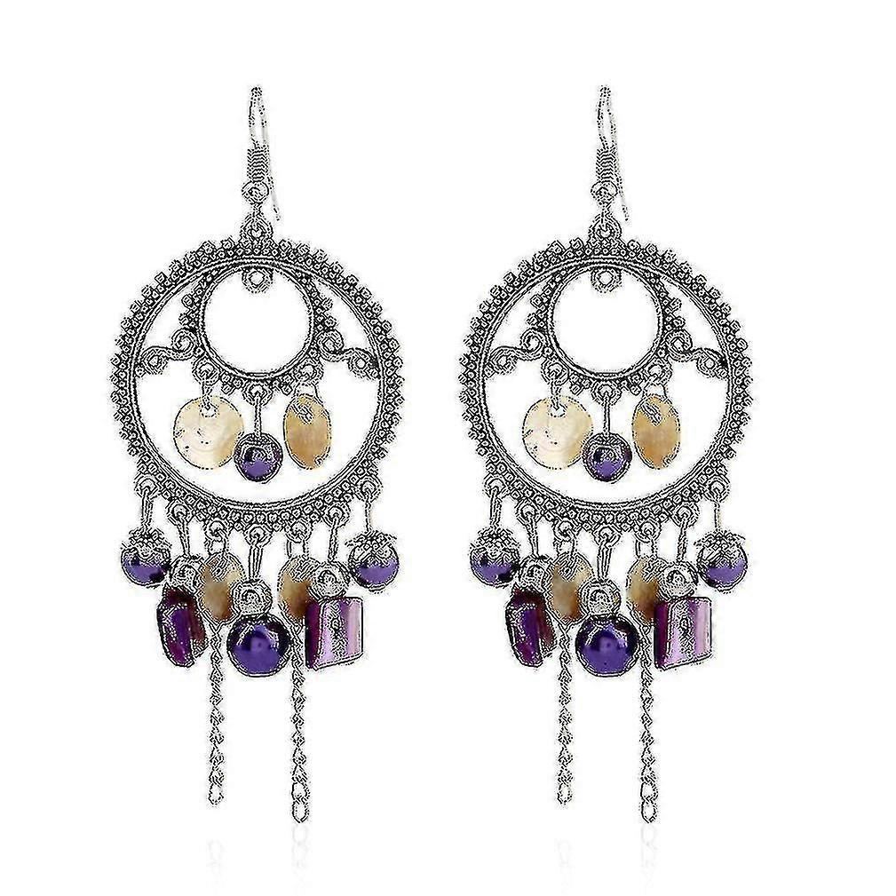 Bohemian Ornaments Round Earrings Chain Tassel