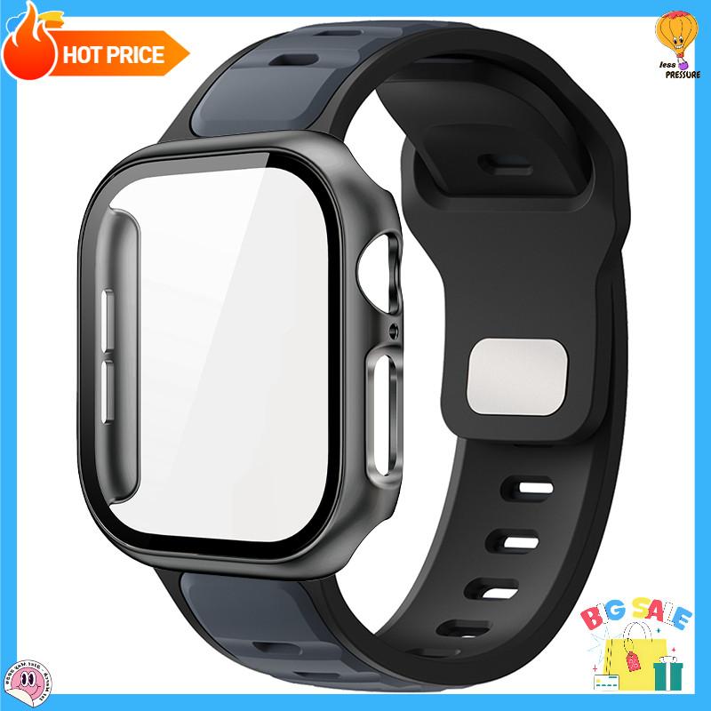Защитная крышка экрана + Спортивный силиконовый ремешок Для Apple Watch Серии 11 10 9 8 7 6 5 4 SE 3 Мягкий Для Iwatch 46мм 42мм 45 44 41 40 38мм