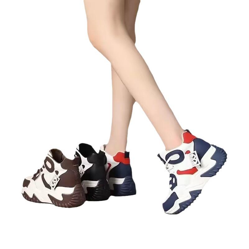 Luxury New Versatile Thick Sole Elevated High Top Casual Sports Shoes 2024 Women's Breathable Outdoor Running Shoes Sneakers