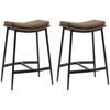 Set of 2 bar stools with steel footrest industrial style curved seat 48.5 x 38.5 x 68.5 cm brown black