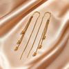 Exquisite Gold Color Long Tassel Drop Earrings for Women Stainless Steel Ball Dangle Earrings Trendy Piercing Waterproof Jewelry