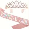 Birthday Party Dance Crown Sash Set Crown Shoulder Strap Birthday Gift Decoration for Women