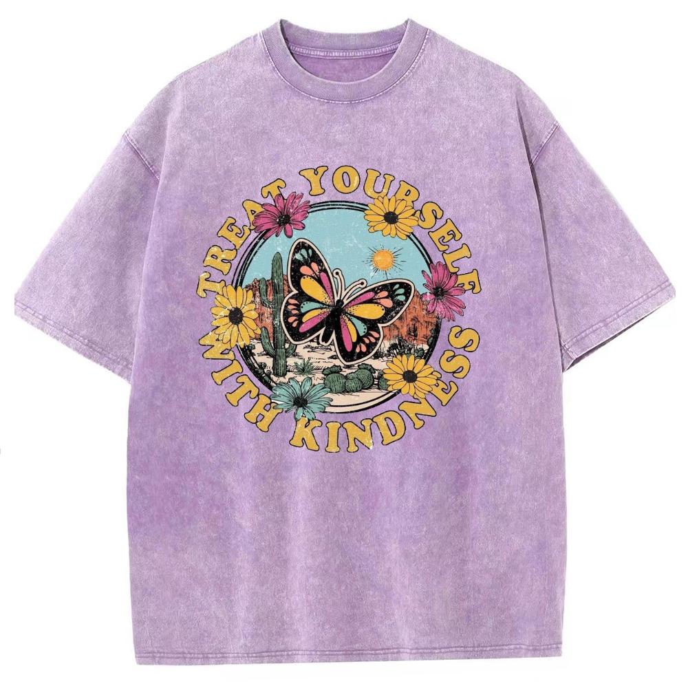 Футболка унисекс с принтом в виде бабочки и букв, свободный покрой, эластичный деним, короткий рукав, повседневный топ в стиле ретро для женщин