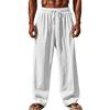 2024 Men's Cotton & Linen Loose-Fit Solid Color Lace-Up Trousers
