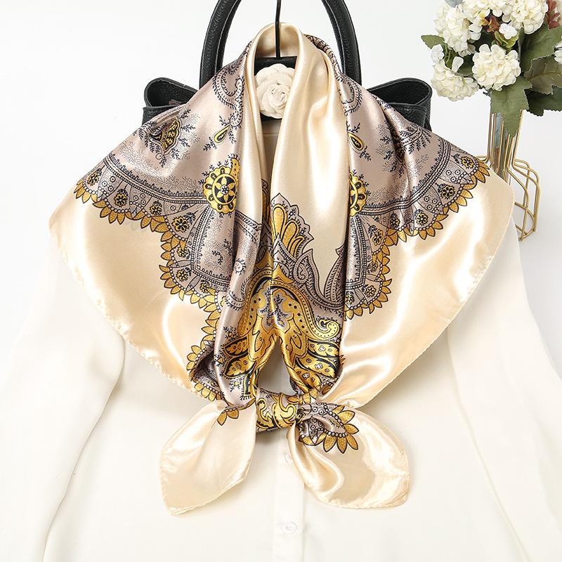 Spring and Autumn Women's Cashew Print Square Scarf Fashion Commuting Versatile Headscarf Stained Rose Square Scarf