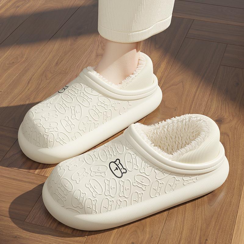 Хлопковые тапочки Little Bear, новые популярные женские домашние плюшевые милые водонепроницаемые и противоскользящие плюшевые тапочки на толстой подошве