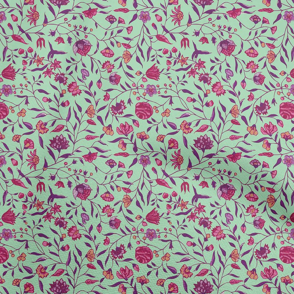 oneOone Cotton Flex Light Blue Fabric Asian Suzani  Diy Clothing Quilting Fabric Print Fabric By Yard 40 Inch