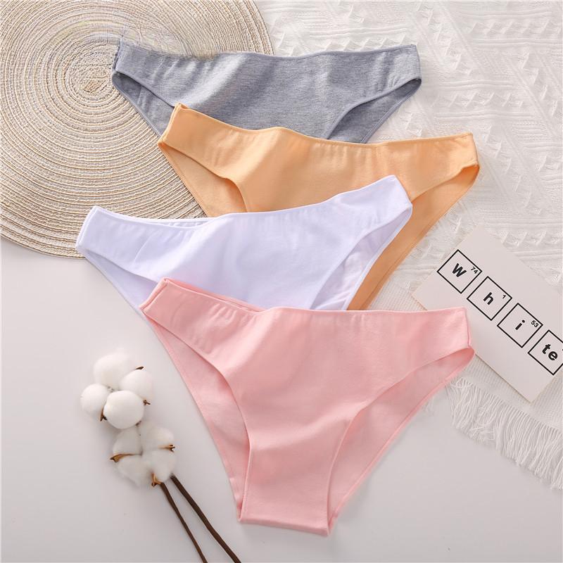 Women Cotton Panties Lingerie Sexy Female Underwear Girls Underpants Briefs Knickers 7 Solid Colors M-XXL Plus Size