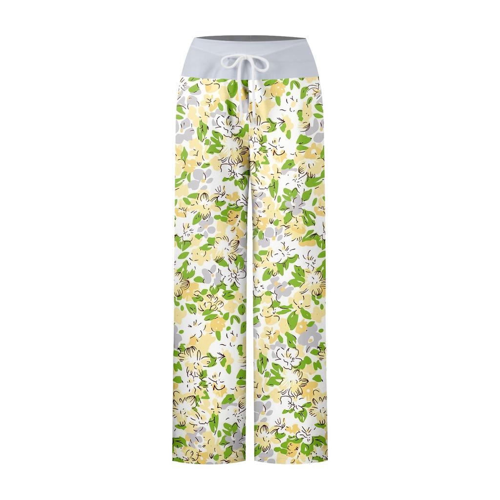 Женские повседневные спортивные брюки с винтажным принтом, пижамные брюки с карманами