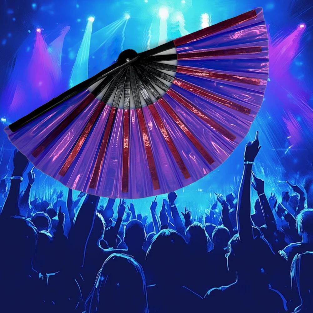 Большие голографические складные веера Clack для танцев в линию, цветные танцевальные веера для вечеринок, ручной рейв для Clu M8O5