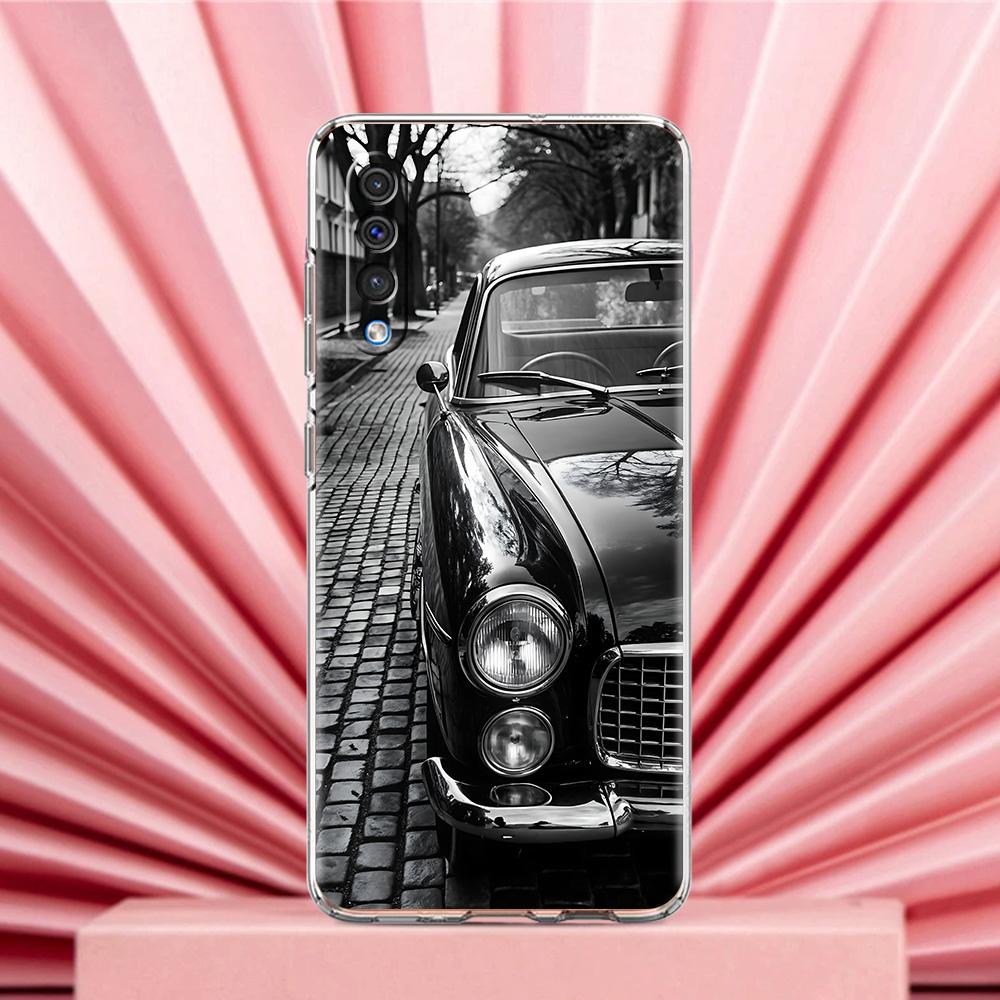 Чехол для телефона Samsung A56 A36 A26 A24 A16 A14 A12 A32 A50 A70 A20E A22 A40 A34 A54 A42 A52 5G A04s A06 Черно-белый Автомобиль