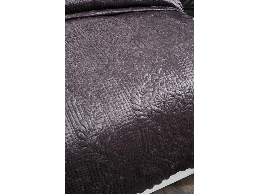 Velica Velvet Комплект постельного белья 3шт, Покрывало 250x260, Наволочка 50x70, Двойной размер, Queen, Антрацит