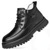 Fashion Winter Leather Velvet Platform Snow Boots for Men Designer Soft-soled Increase Men's Cotton Shoes Fashion Black Ankle Boots Male