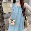 Французская юбка пляжное платье для отпуска женская летняя нишевый дизайн свободная без рукавов юбка-жилет А-силуэта длинное платье