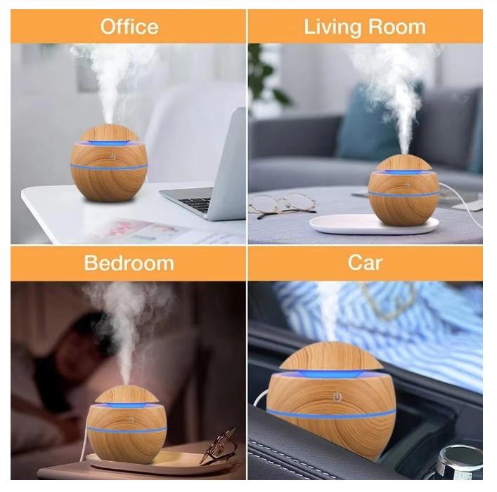 Humidifier Electric Air Aroma Diffuser Wood Ultrasonic Air Humidifier Essential Oil Aromatherapy Cool Mist Maker for Bedroom
