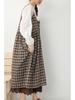2026 Spring/Summer Mori Girl Lace-up Plaid Maxi Dress - Versatile Layered Camisole Skirt