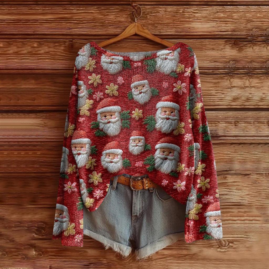 Women's Fashion Long Sleeve Christmas Snowman Snowflake Print Jacket Cardigan