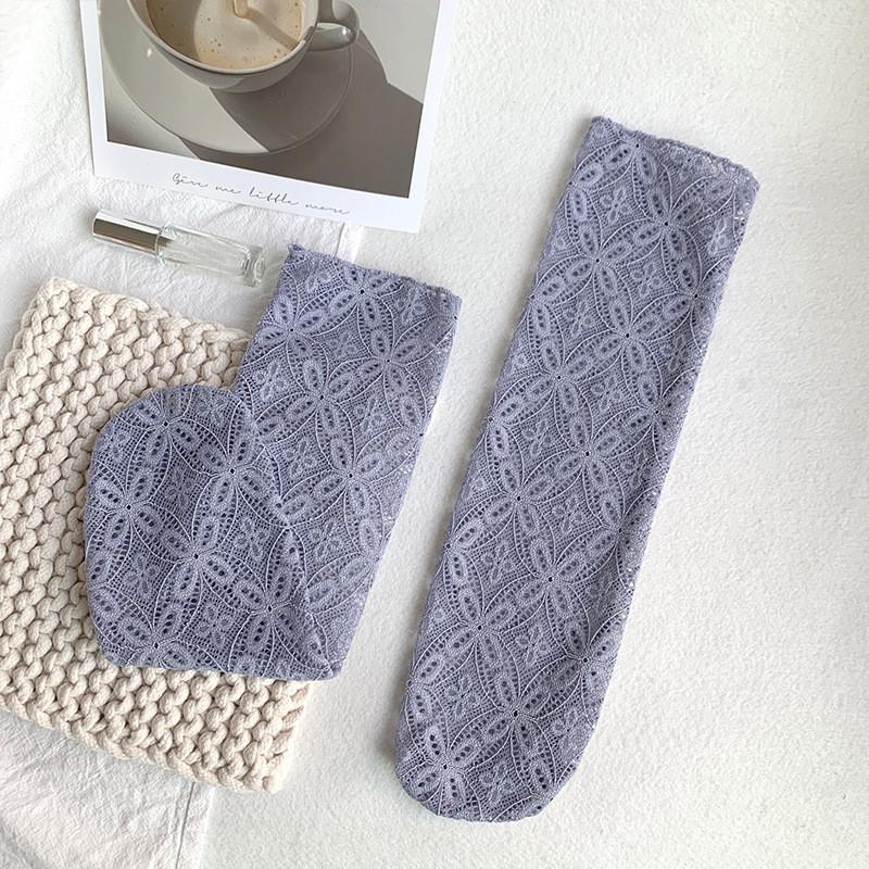 Кружевные носки, женские летние ультратонкие прозрачные сетчатые свободные длинные носки в сетку JK Lolita, милые кавайные милые носки принцессы для девочек