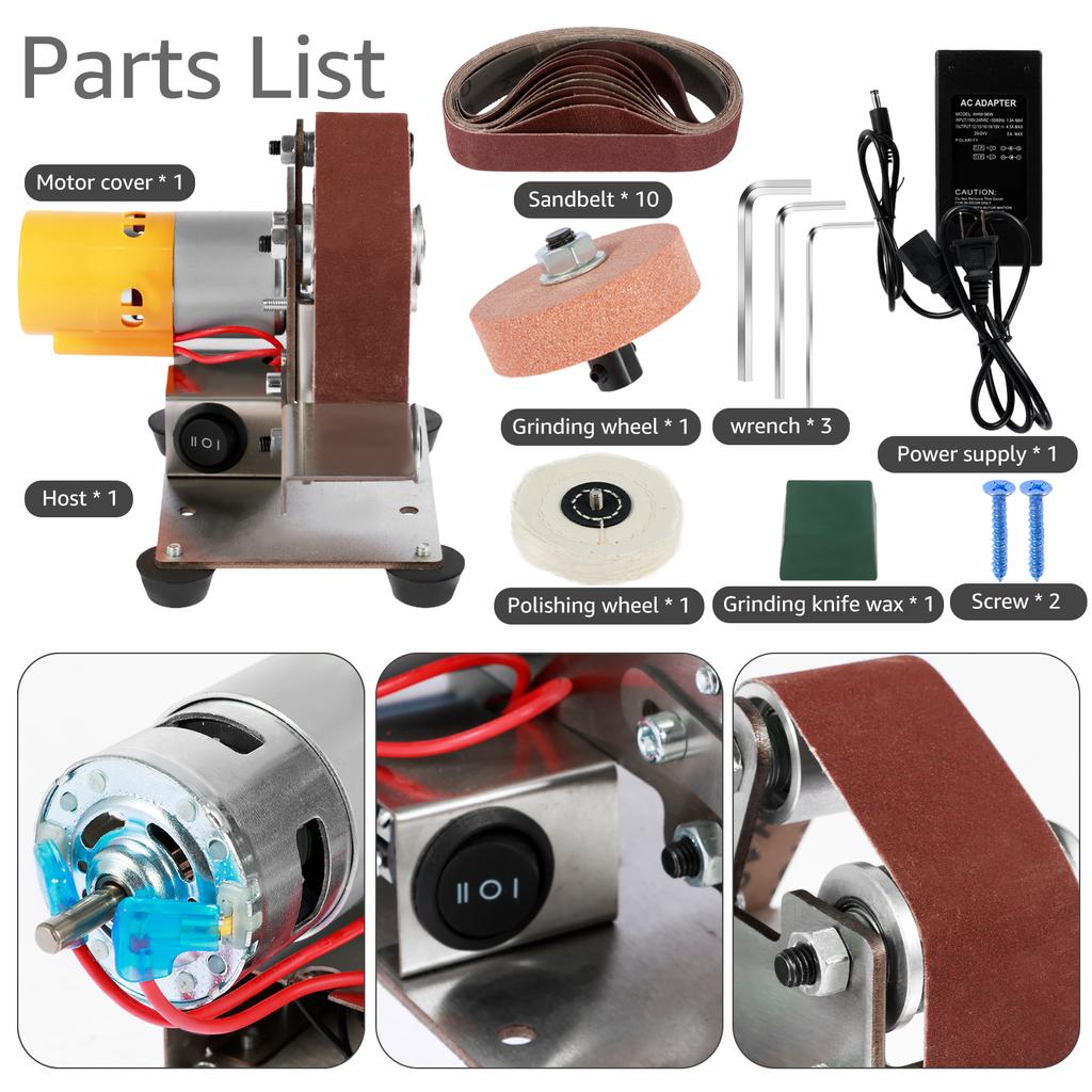 110-220v Mini Electric Belt Sander 7-Speed Adjustable Speed Bench Grinder Sanding Machine for Grinding Metal Wood Acrylic